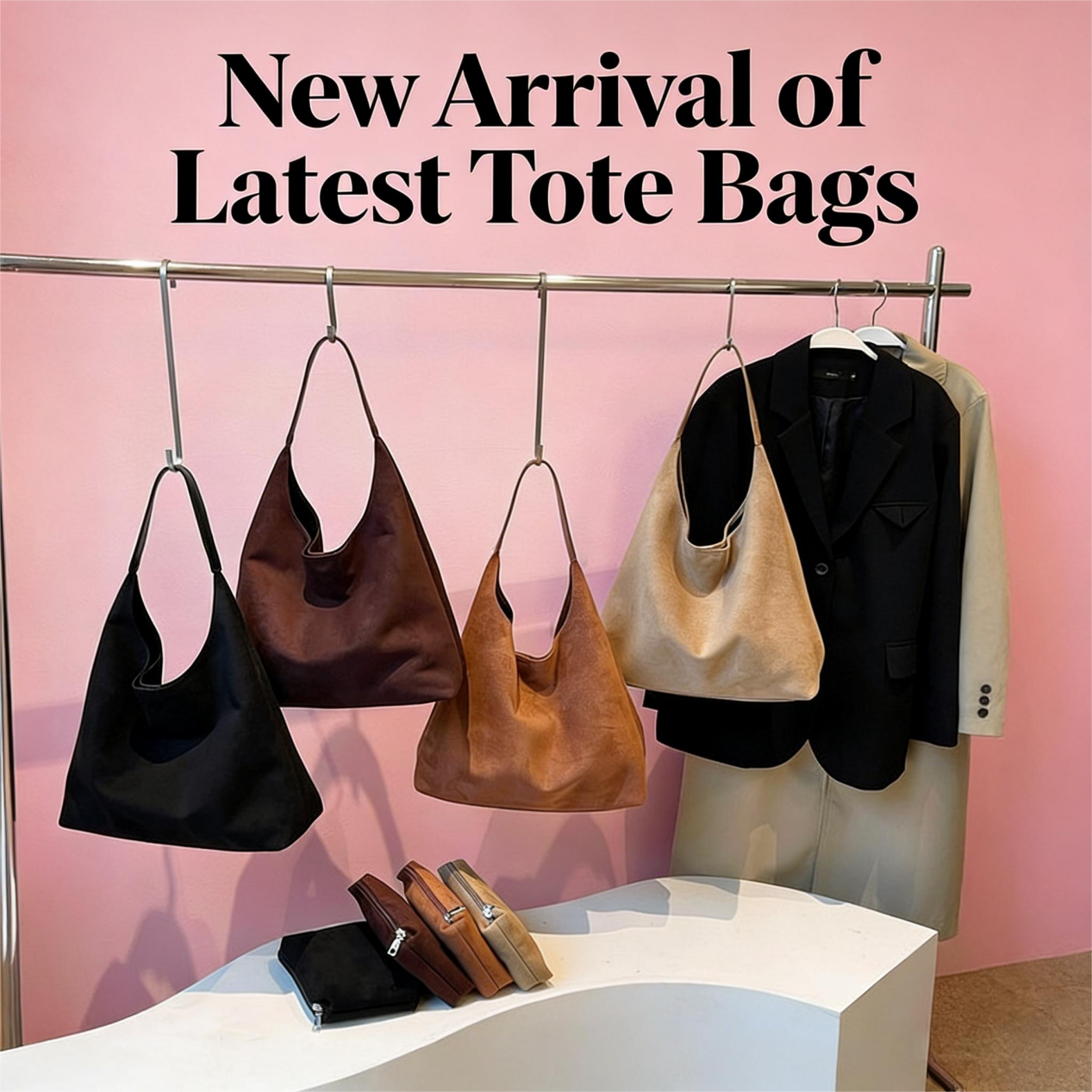 New Trendy Retro Suede Hobo Shoulder Bag for Women - Large Capacity Tote Bag with Pouch