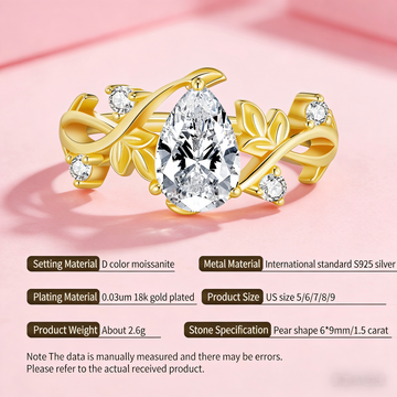 925 Sterling Silver "Blooming Summer" Ring | Pear Cut Moissanite | Trendy New Ins Style | Women's Fashion Jewelry Wholesale
