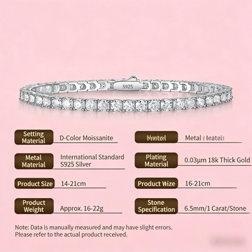 S925 Sterling Silver Moissanite Tennis Bracelet Gold Plated | Luxury Jewelry for Women Men In Stock