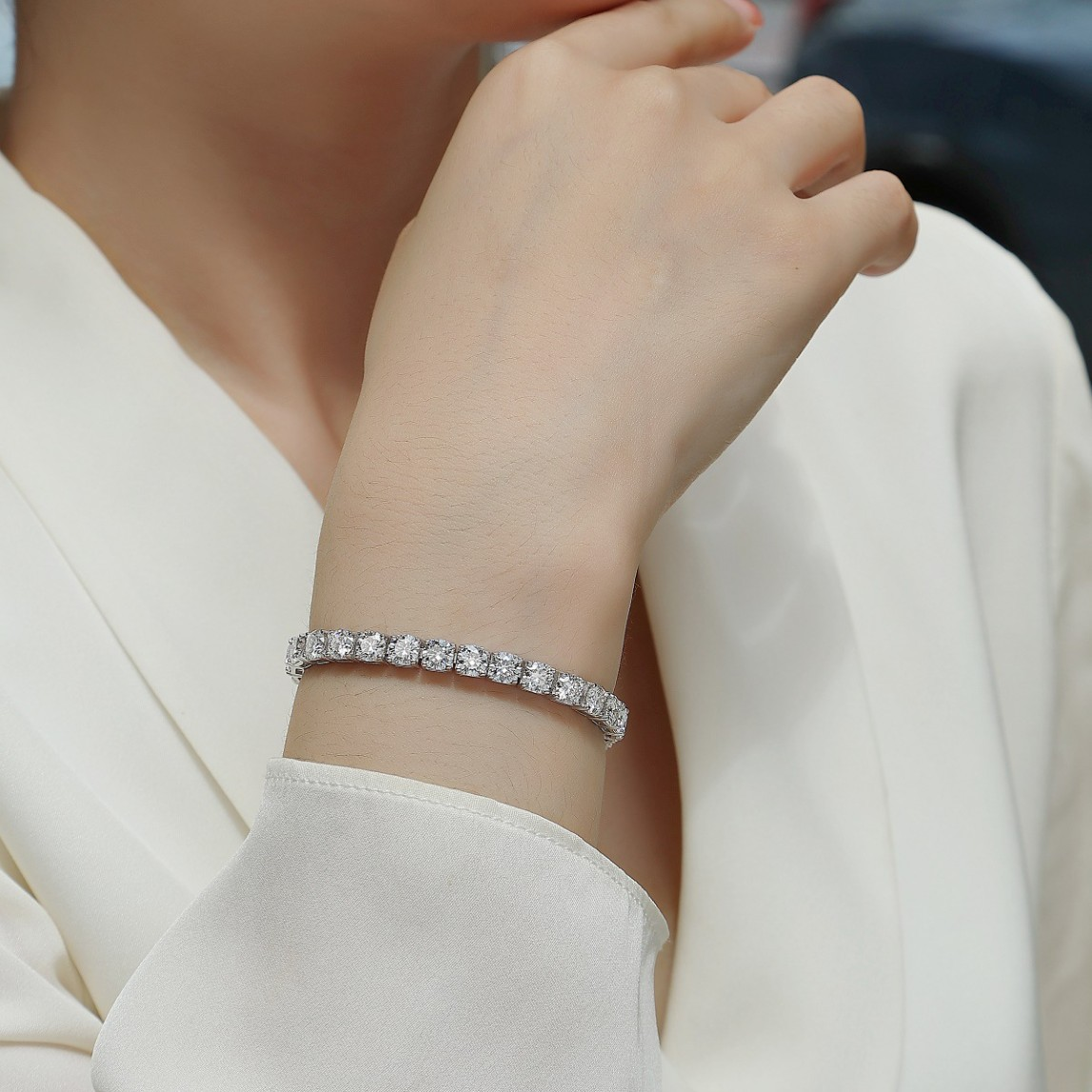 S925 Sterling Silver Moissanite Tennis Bracelet Gold Plated | Luxury Jewelry for Women Men In Stock
