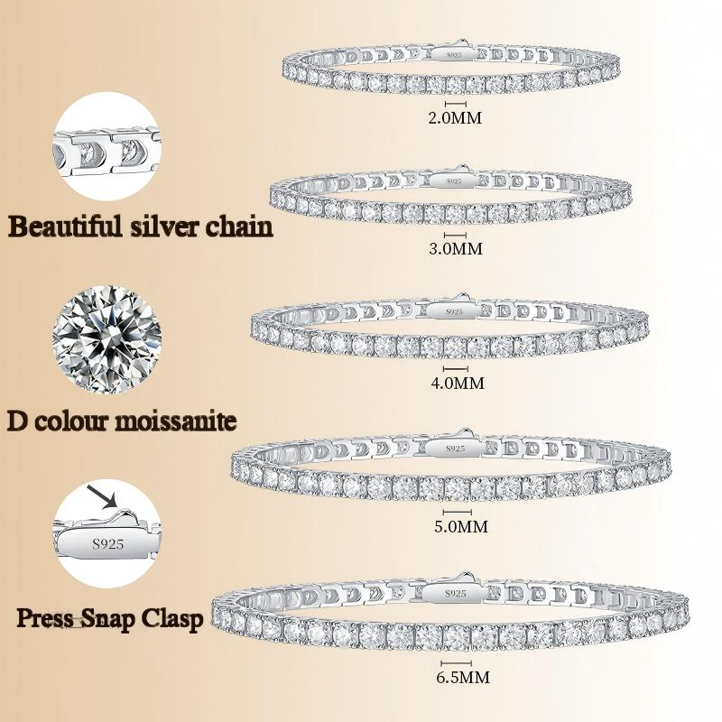 S925 Sterling Silver Moissanite Tennis Bracelet Gold Plated | Luxury Jewelry for Women Men In Stock