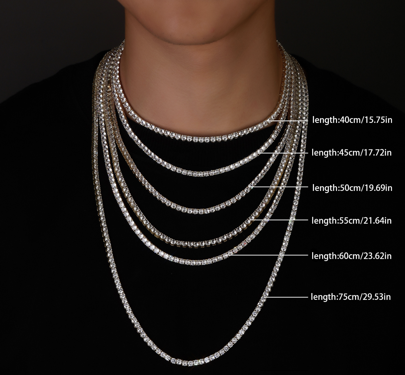 European American Style 925 Silver Moissanite Tennis Necklace | Luxury Stackable Clavicle Necklace In Stock