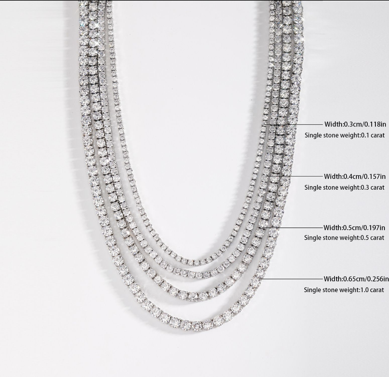 European American Style 925 Silver Moissanite Tennis Necklace | Luxury Stackable Clavicle Necklace In Stock
