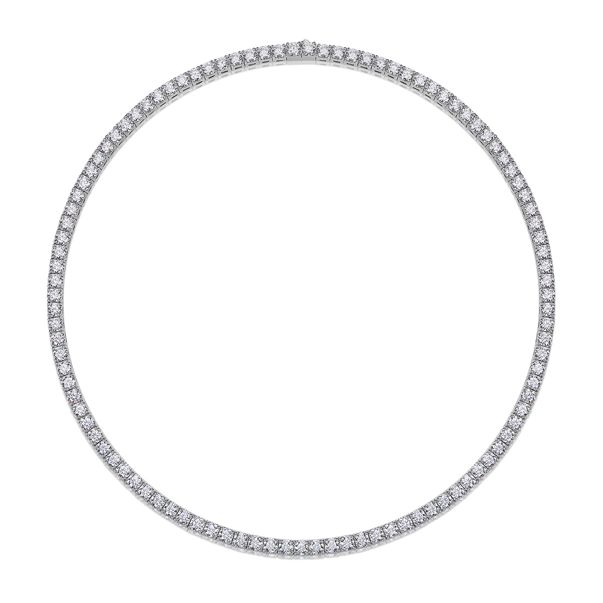 European American Style 925 Silver Moissanite Tennis Necklace | Luxury Stackable Clavicle Necklace In Stock