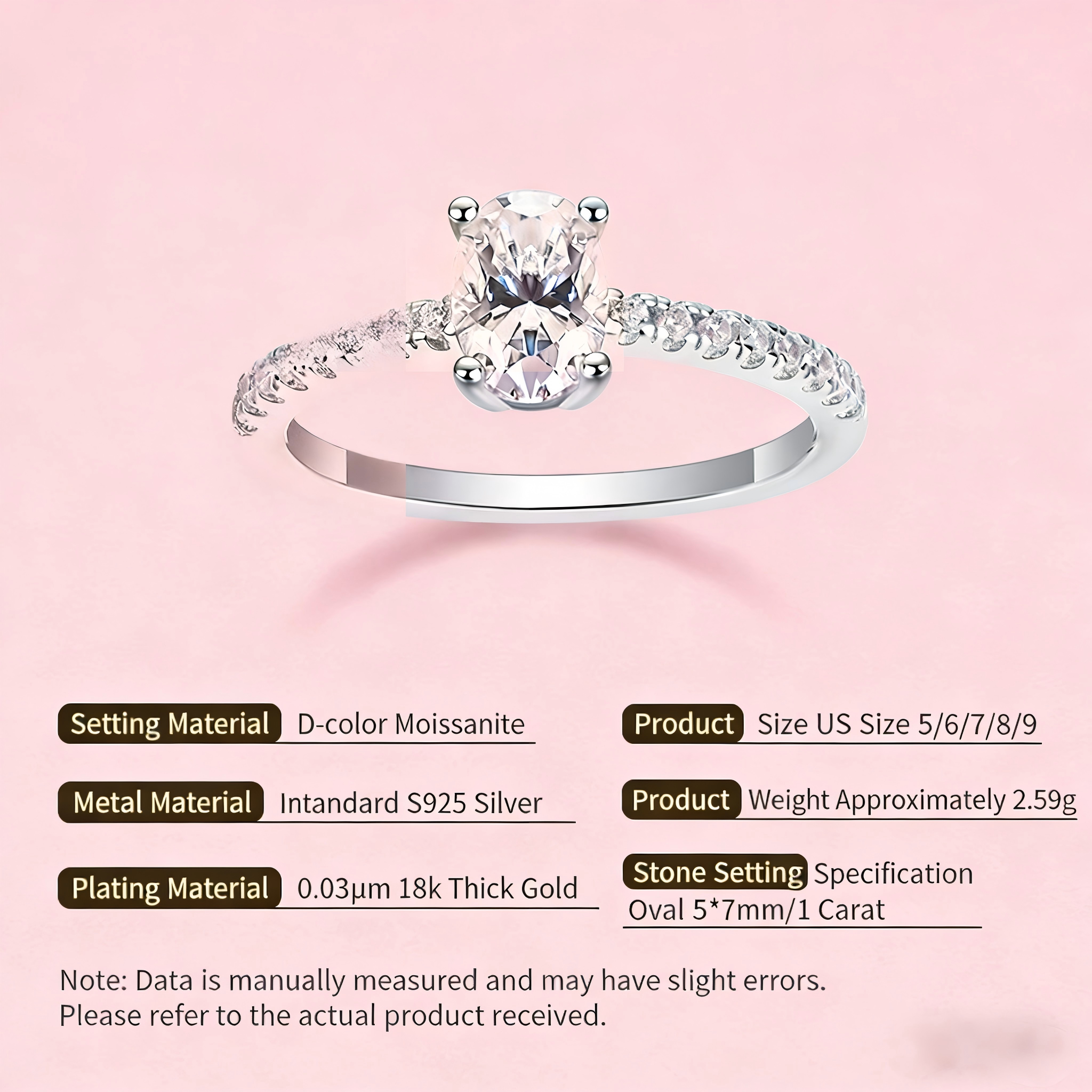 925 Sterling Silver Oval Cut Moissanite Ring for Women | Luxury 4-Prong Setting, Versatile Engagement & Daily Wear