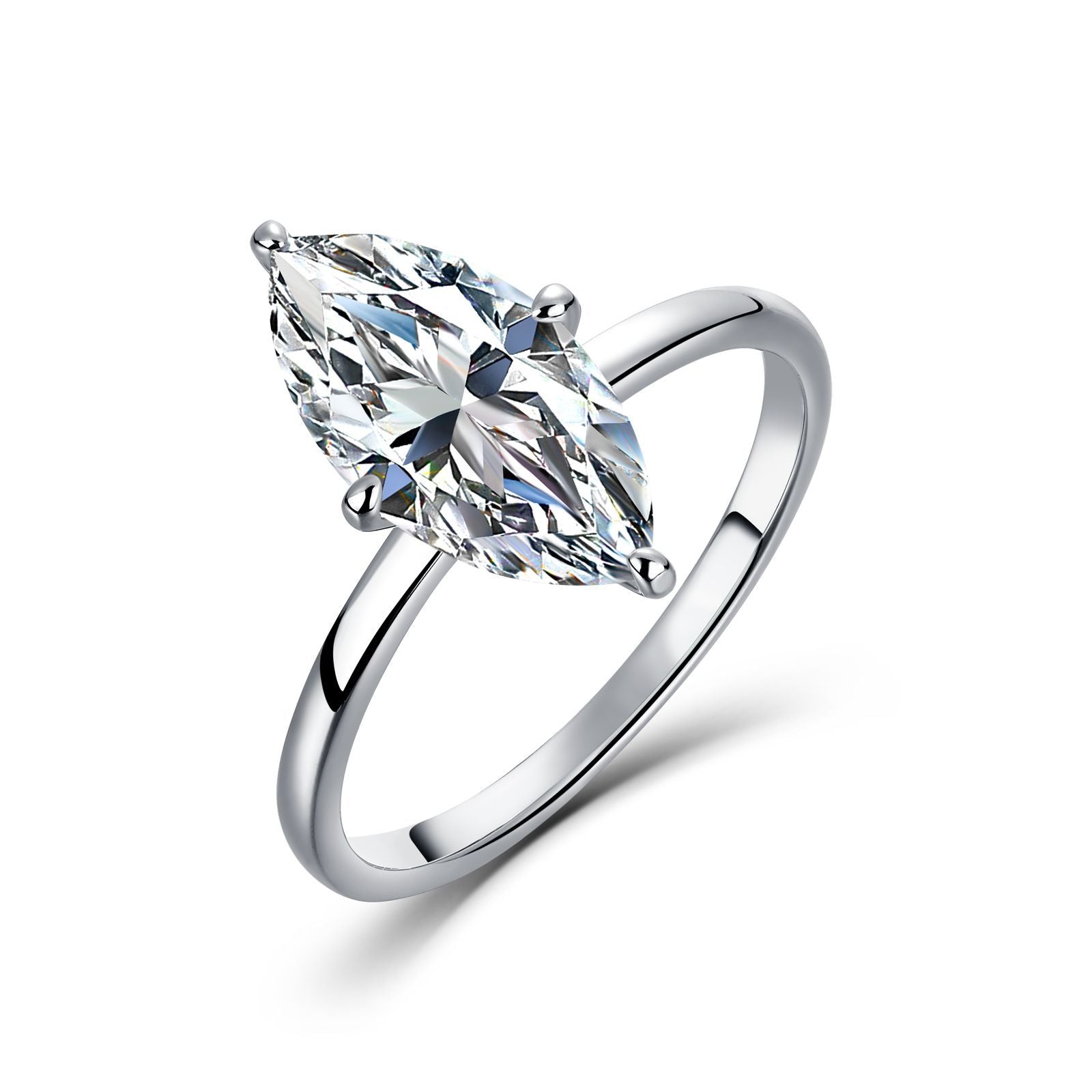 S925 Silver 3CTW Marquise Cut Moissanite Ring, D Color VVS Clarity, 4-Prong Setting with GRA Certificate 二、产品详情