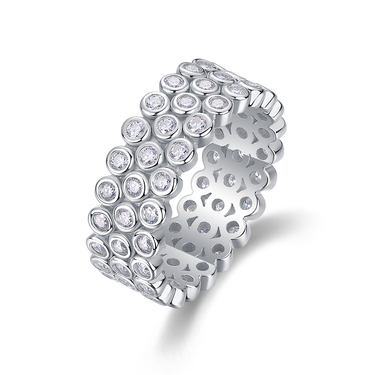 S925 Silver Full Eternity Moissanite Ring | Anti-Tarnish Luxury Band