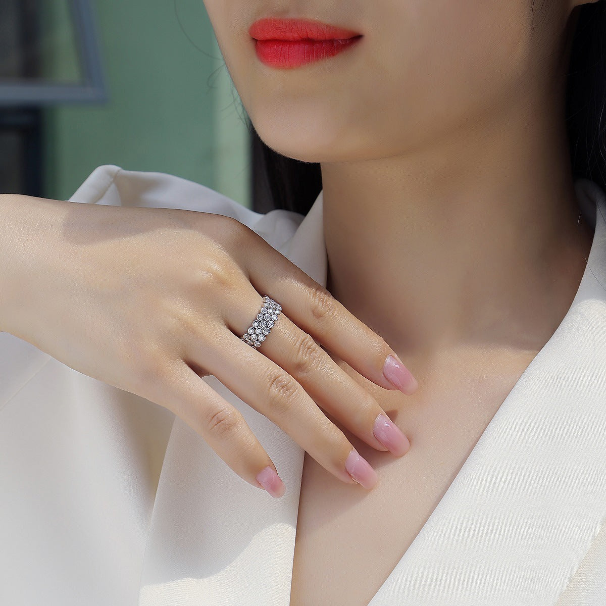 S925 Silver Full Eternity Moissanite Ring | Anti-Tarnish Luxury Band