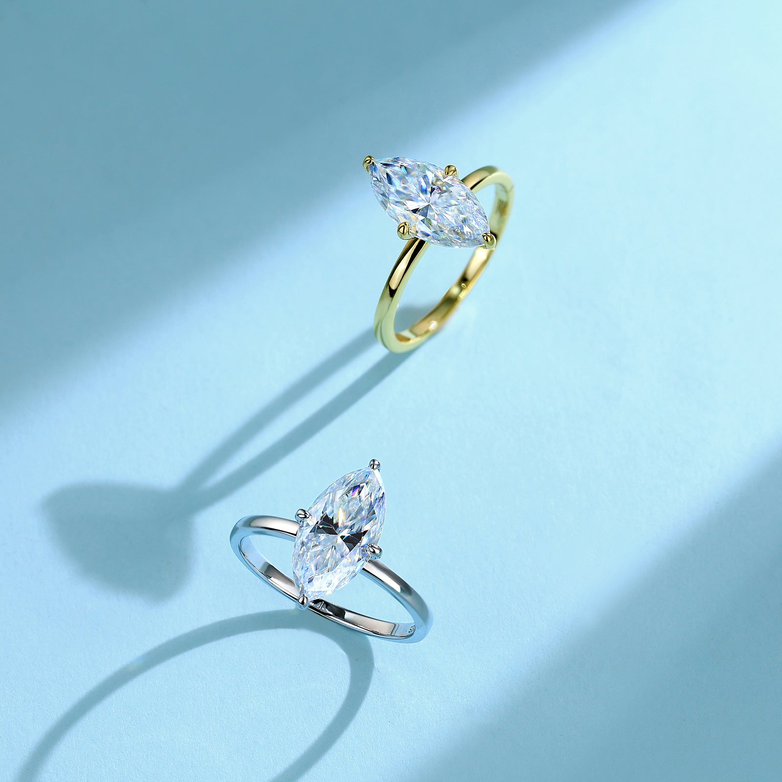 S925 Silver 3CTW Marquise Cut Moissanite Ring, D Color VVS Clarity, 4-Prong Setting with GRA Certificate 二、产品详情