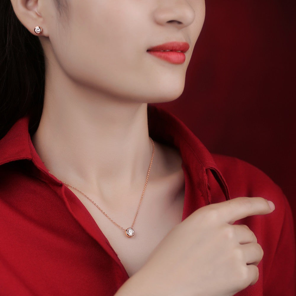 S925 Sterling Silver Rose Gold Plated Moissanite Necklace
