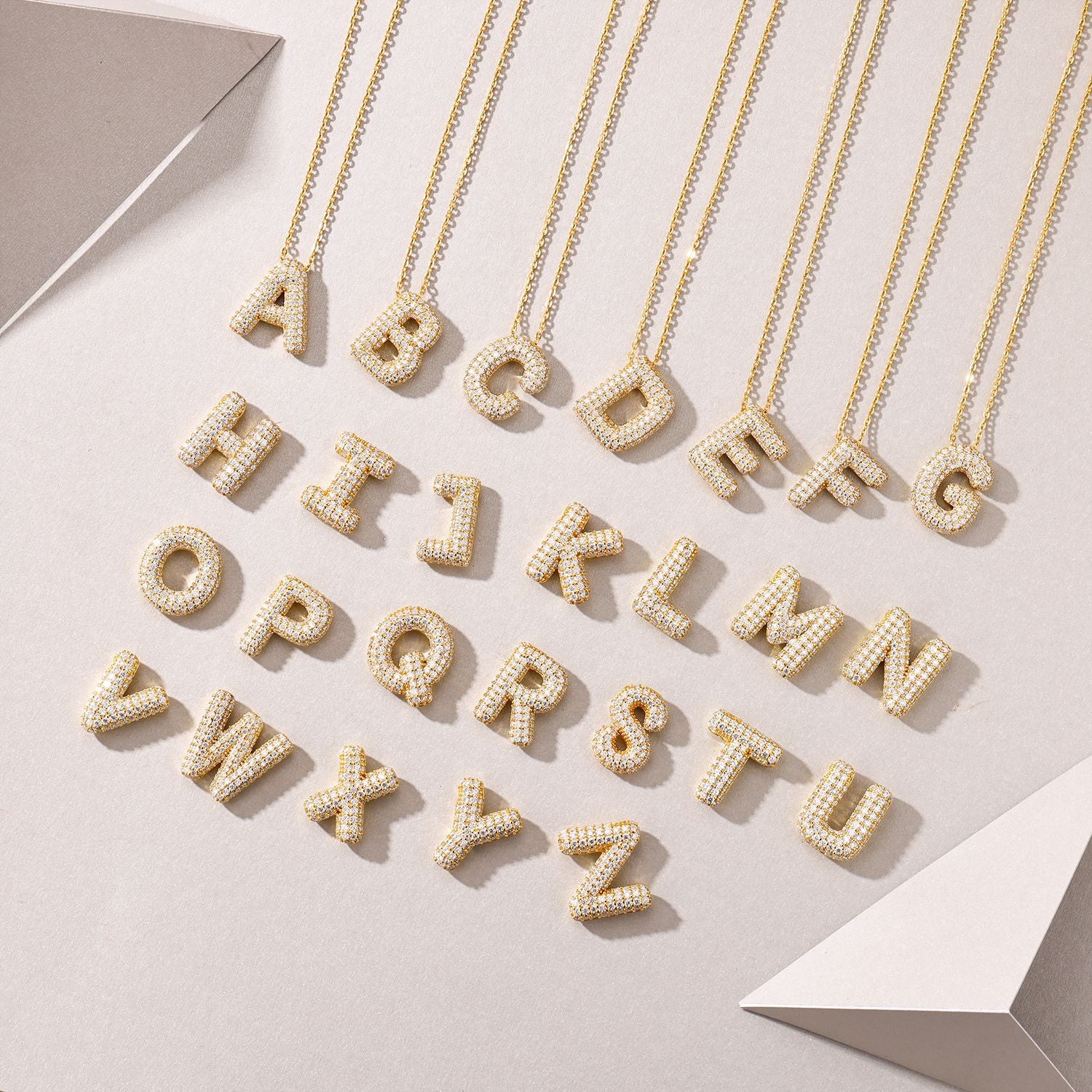 New  Alphabet Pendant Necklace | 925 Sterling Silver Plated 18K Gold | Moissanite Clavicle Chain, Trendy & Versatile