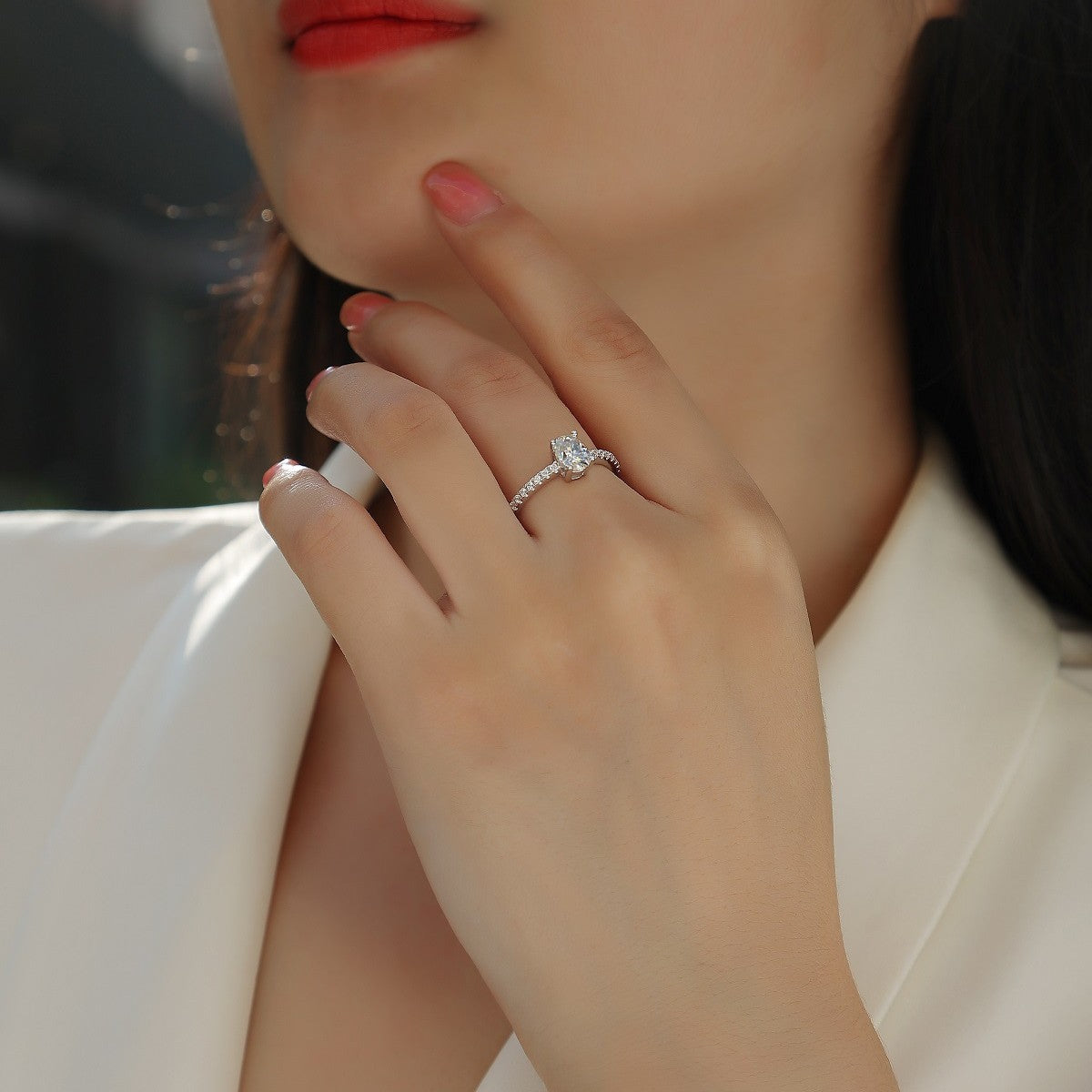 925 Sterling Silver Oval Cut Moissanite Ring for Women | Luxury 4-Prong Setting, Versatile Engagement & Daily Wear