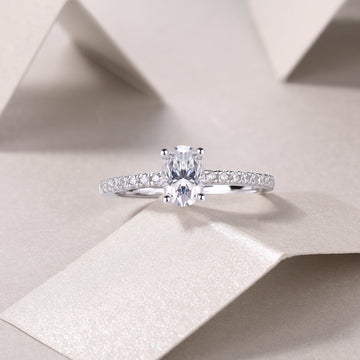 925 Sterling Silver Oval Cut Moissanite Ring for Women | Luxury 4-Prong Setting, Versatile Engagement & Daily Wear