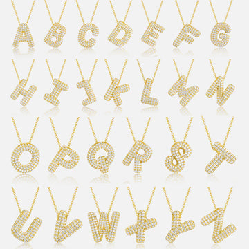 New  Alphabet Pendant Necklace | 925 Sterling Silver Plated 18K Gold | Moissanite Clavicle Chain, Trendy & Versatile