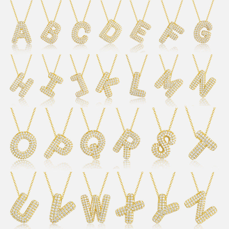 New  Alphabet Pendant Necklace | 925 Sterling Silver Plated 18K Gold | Moissanite Clavicle Chain, Trendy & Versatile
