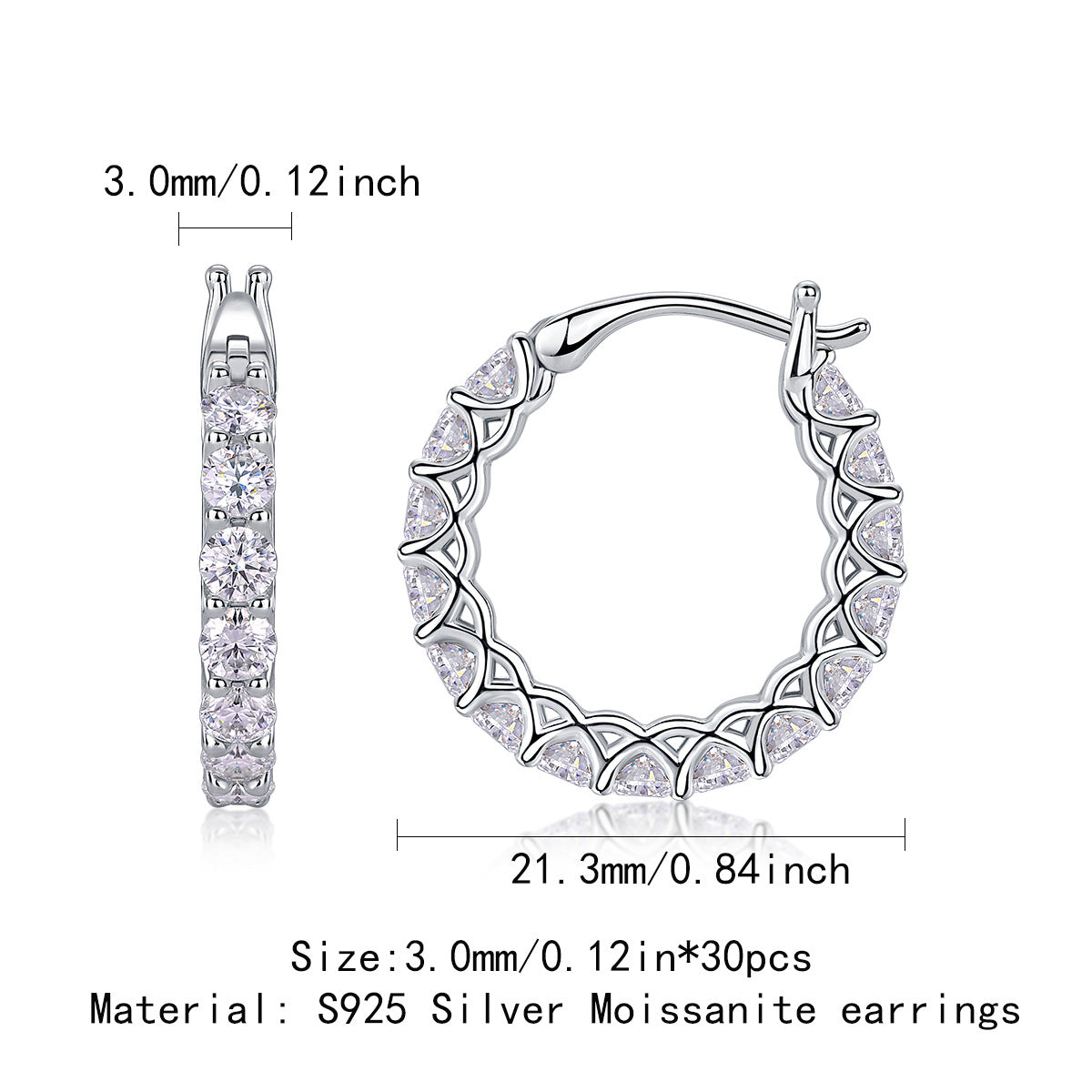 Niche Light Luxury 925 Sterling Silver Hoop Earrings | European & American Style | Non-Tarnish | Moissanite | Hot Sale Cross-Border New Arrival In Stock